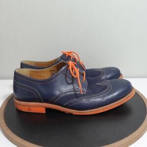 Bold Society Shoes Mens Size 12 Blue Orange Wingtip Derby Oxford Brogue Lace Up
